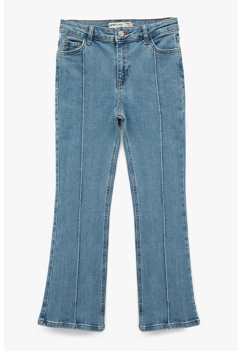 Blugi evazati cu detaliu pensa - Albastru deschis melange