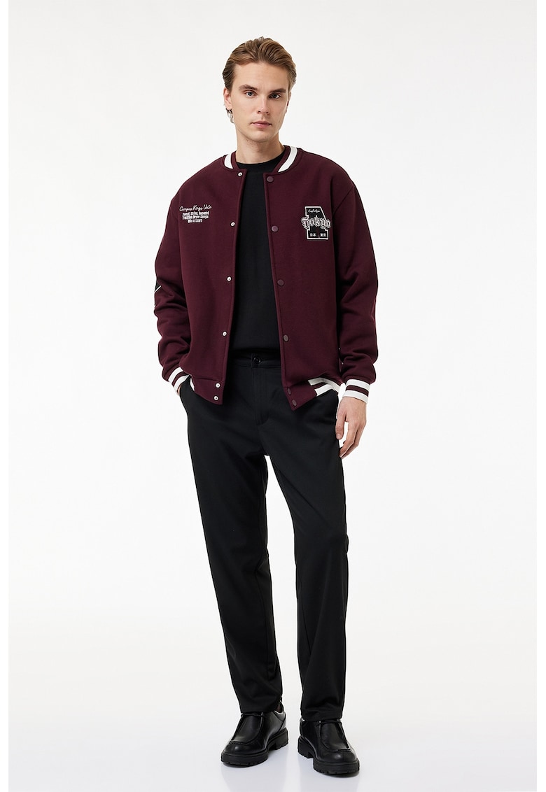 Jacheta varsity din amestec de bumbac - Alb/Violet tyrian