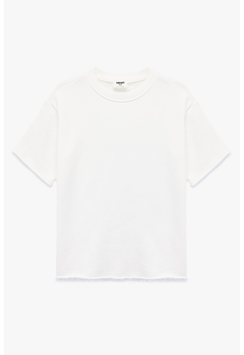 Tricou uni cu decolteu la baza gatului - Alb