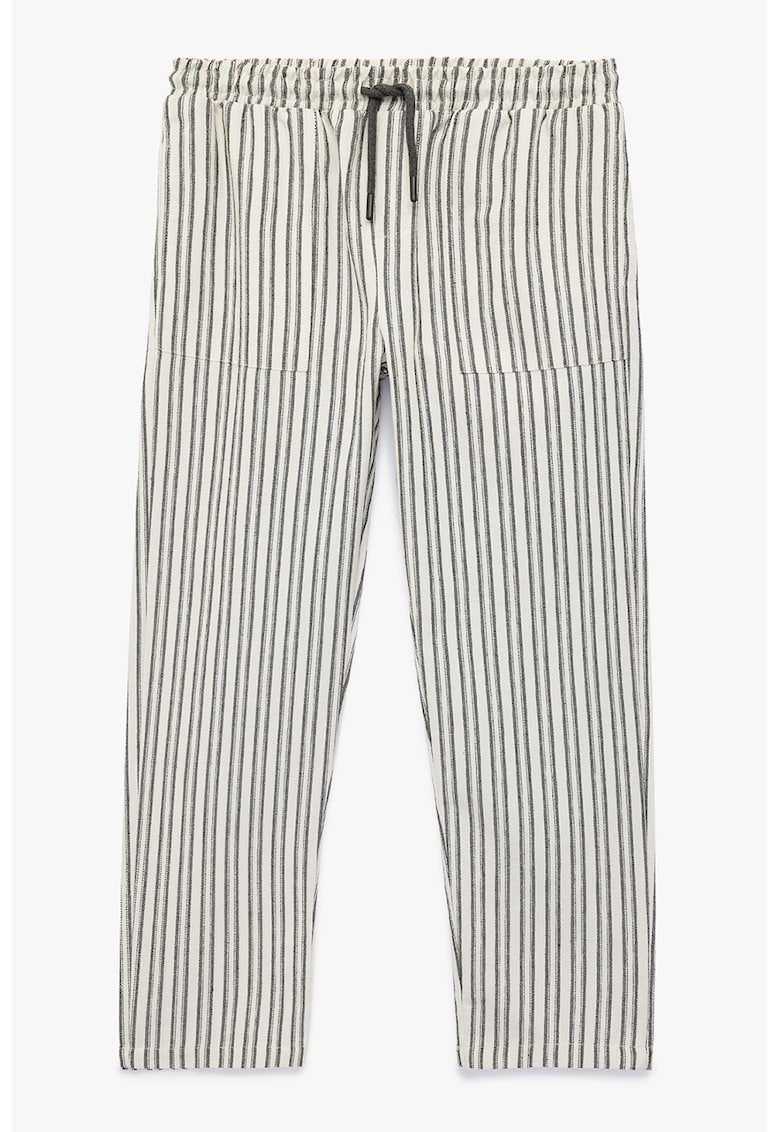 Pantaloni relaxed-fit cu dungi - Alb/Negru