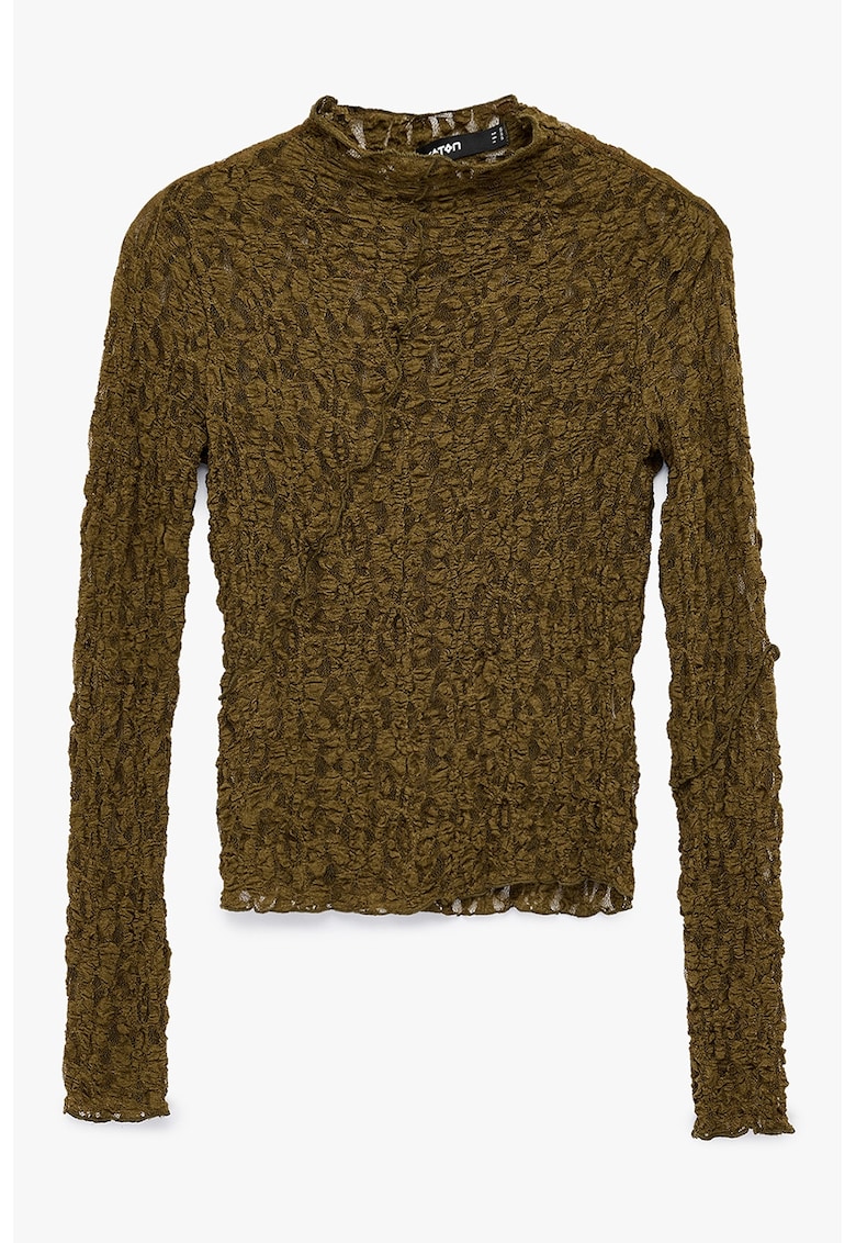 Bluza slim-fit cu model texturat - Maro inchis