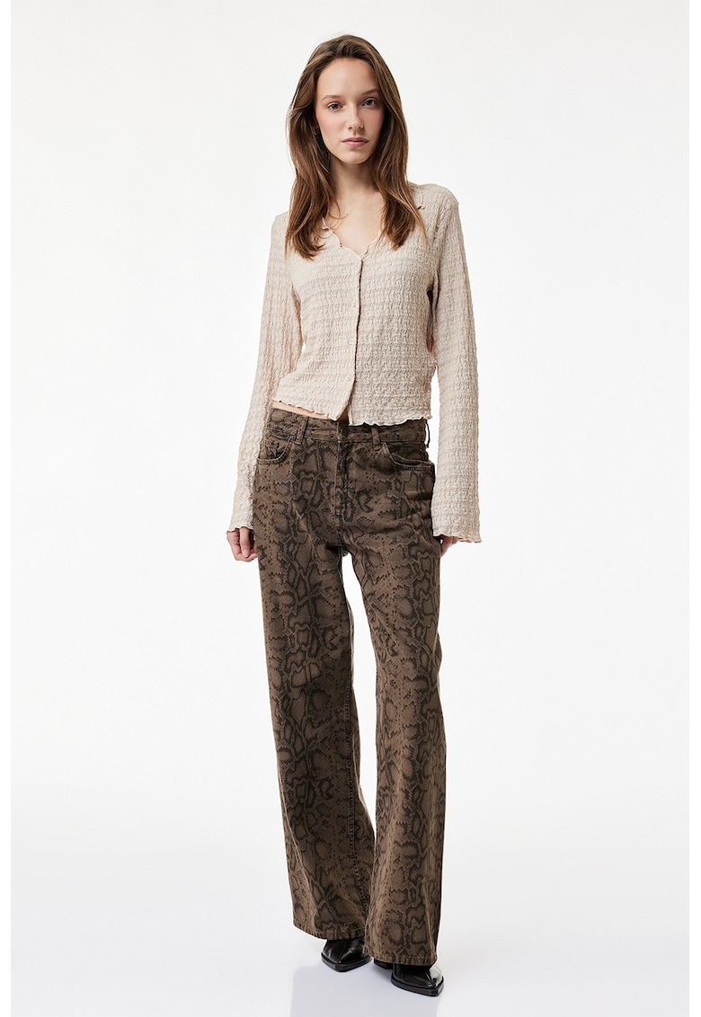 Camasa texturata cu maneci lungi - Maro nisip