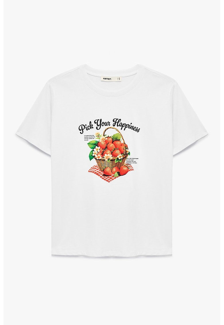 Tricou regular-fit - Alb/Coral