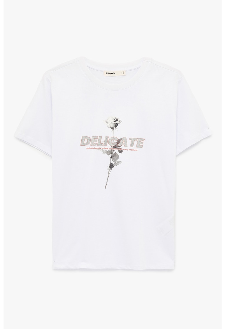 Tricou cu design grafic - Alb/Gri