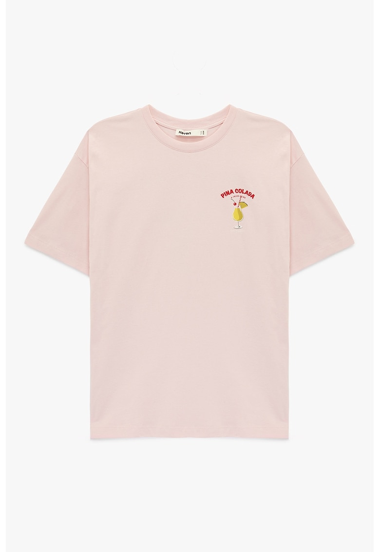 Tricou din bumbac cu design grafic - Galben/Roz deschis