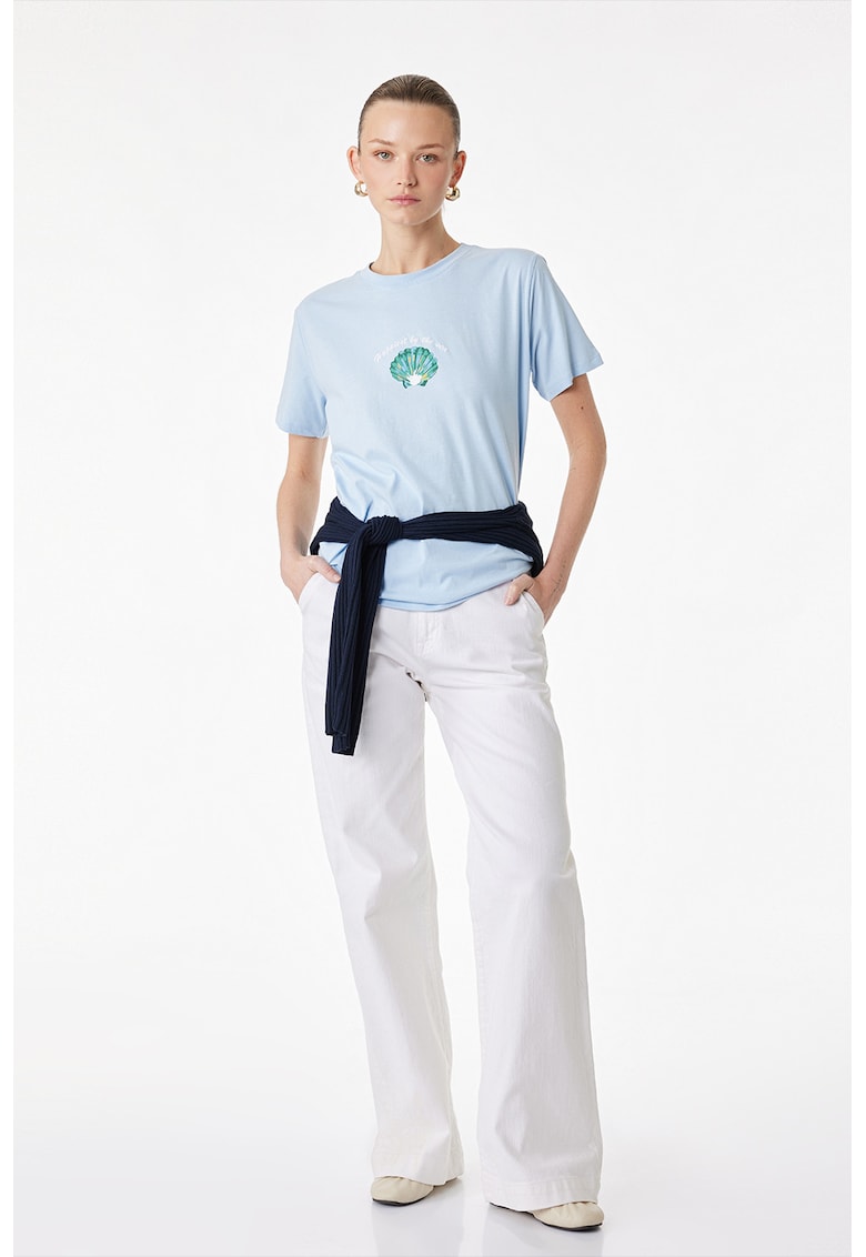 Tricou lejer cu imprimeu - Verde aquamarin/Albastru deschis