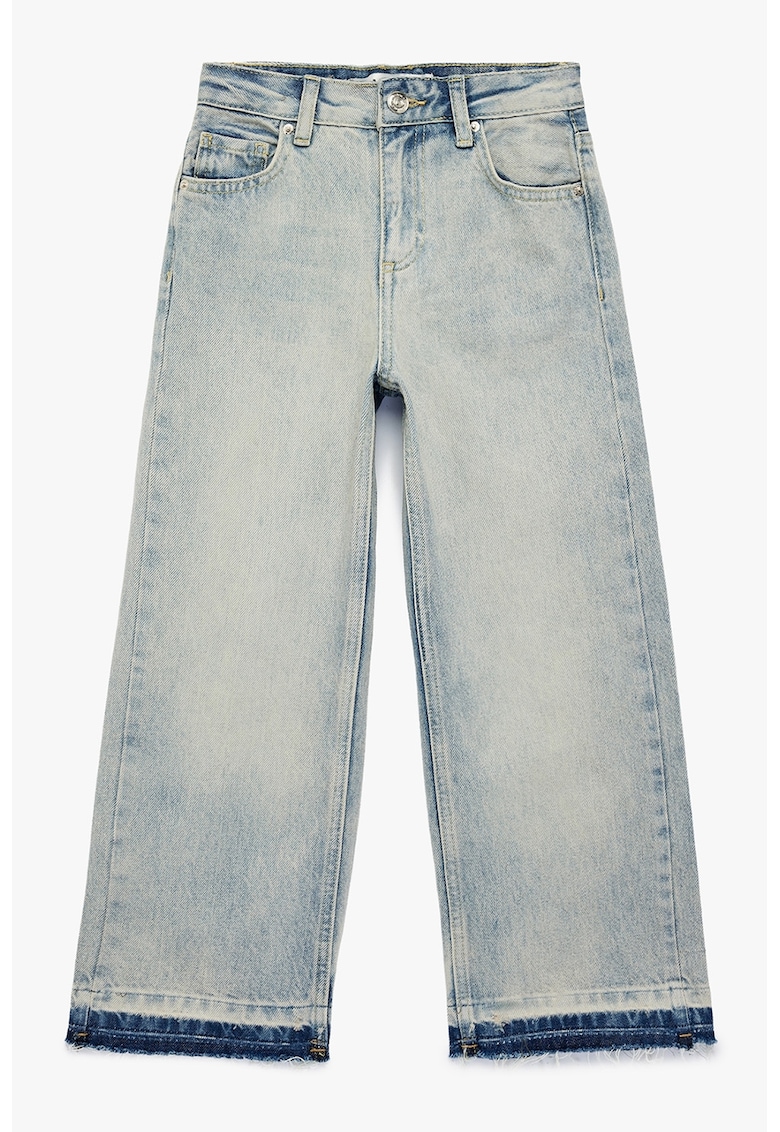 Blugi cu croiala ampla si aspect decolorat - Albastru deschis melange