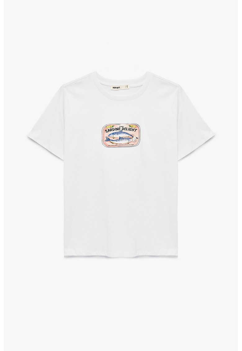 Tricou de bumbac cu model grafic - Alb optic