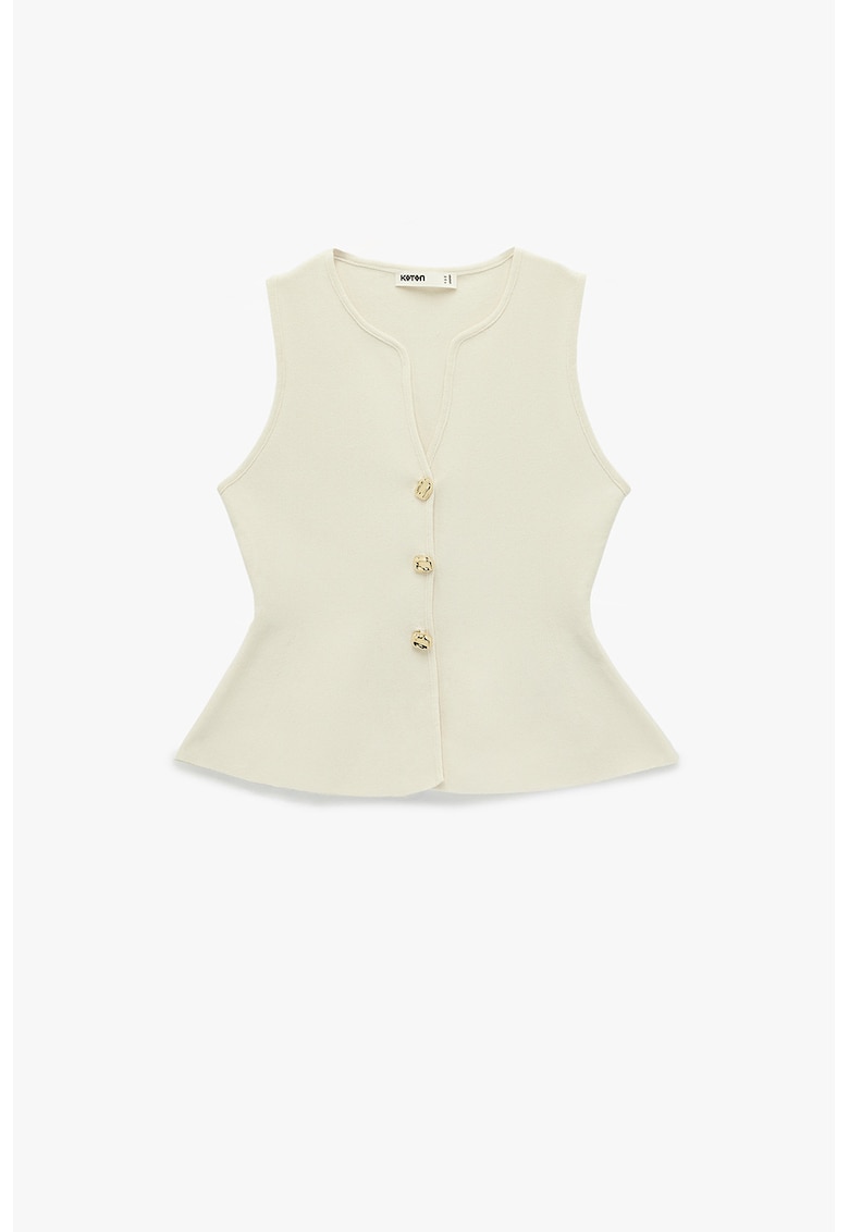 Vesta slim fit cu peplum - Crem
