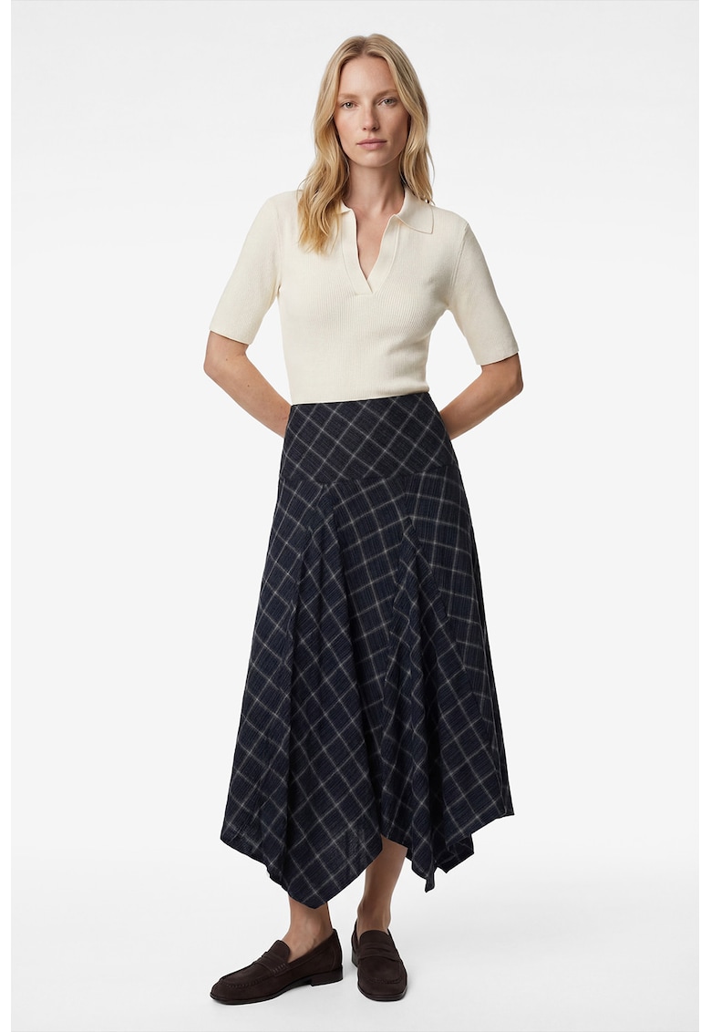 Pulover slim fit tricotat cu maneci medii - Bej deschis