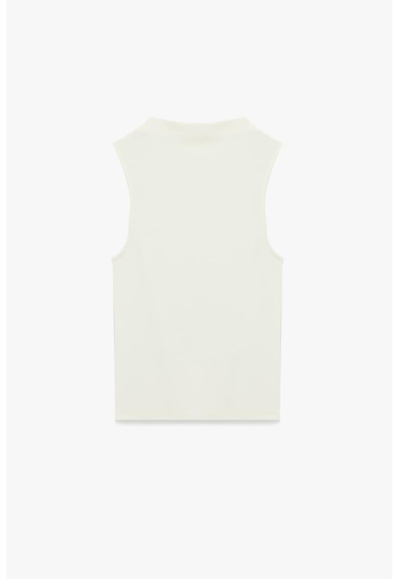 Top din amestec de bumbac cu model uni - Alb murdar