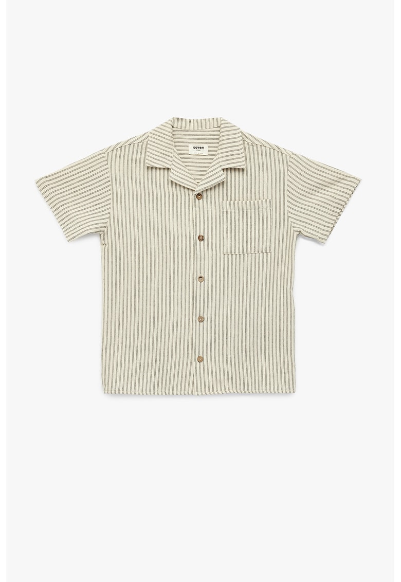 Camasa cu maneci scurte si dungi - Bej deschis