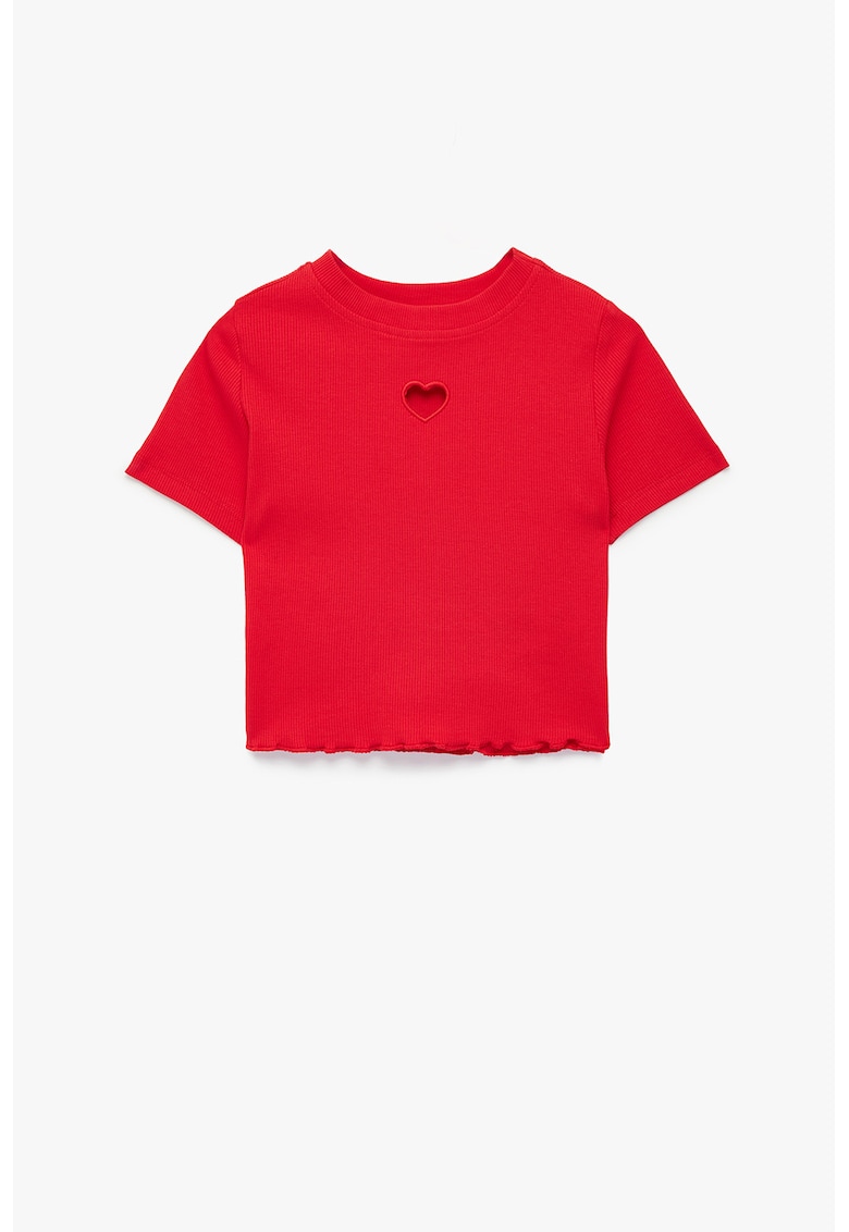 Tricou crop cu decupaj in forma de inima - Rosu vermillion