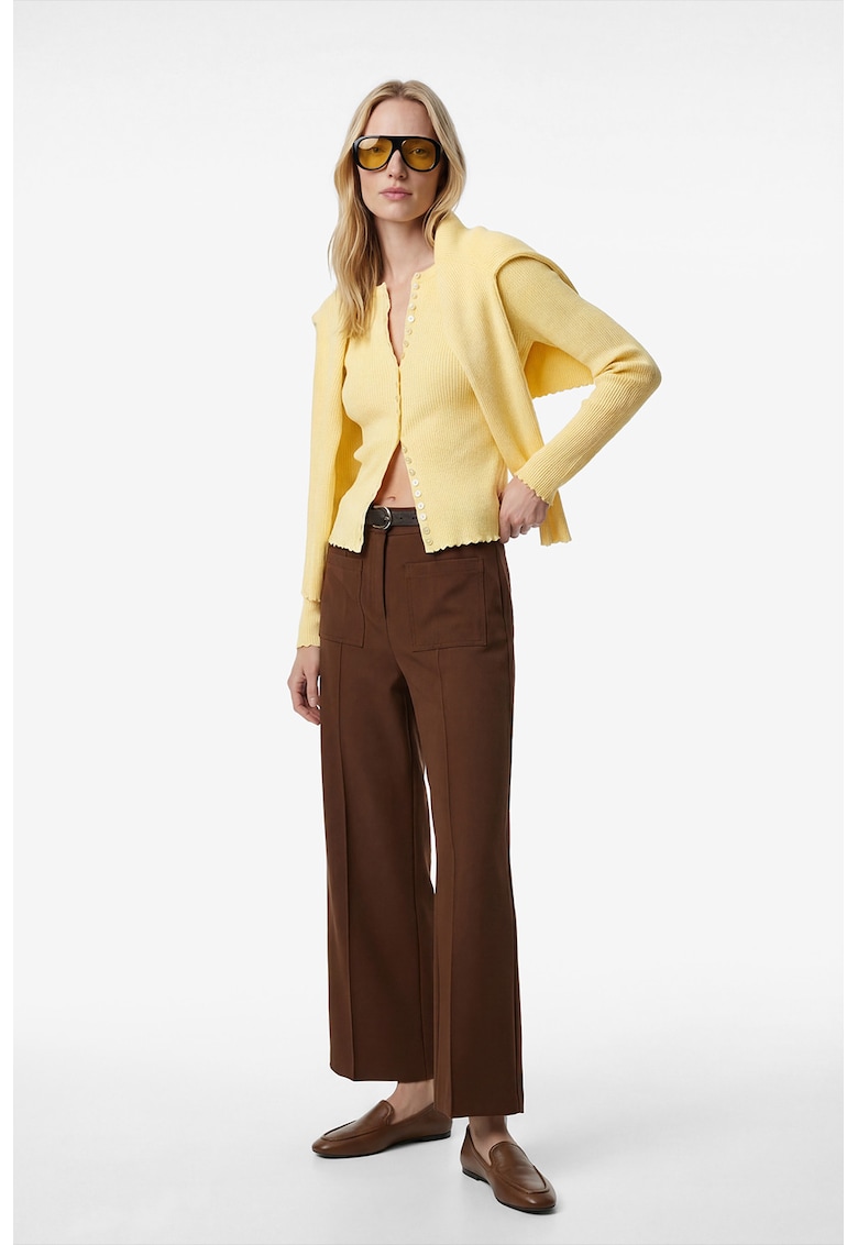 Pantaloni cu croiala ampla si curea - Maro inchis