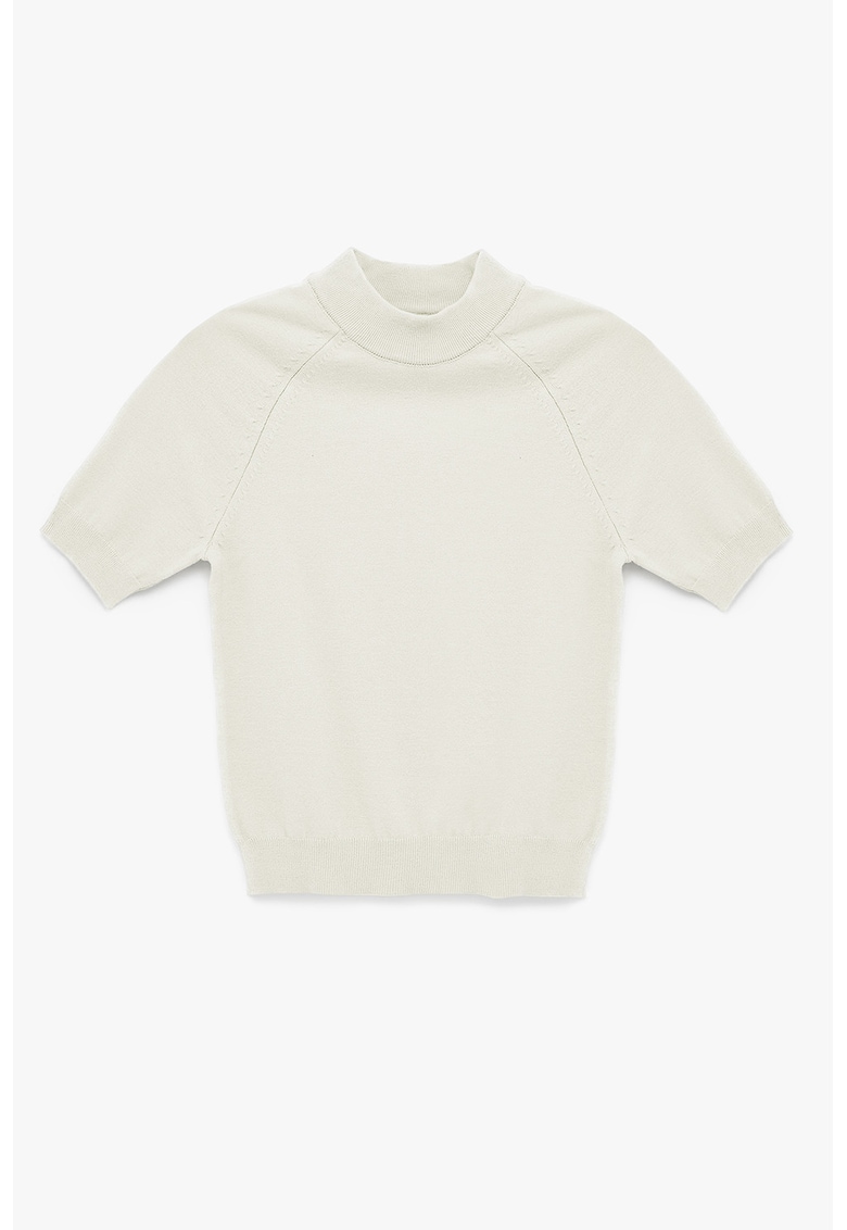 Pulover tricotat cu maneci scurte - Alb murdar