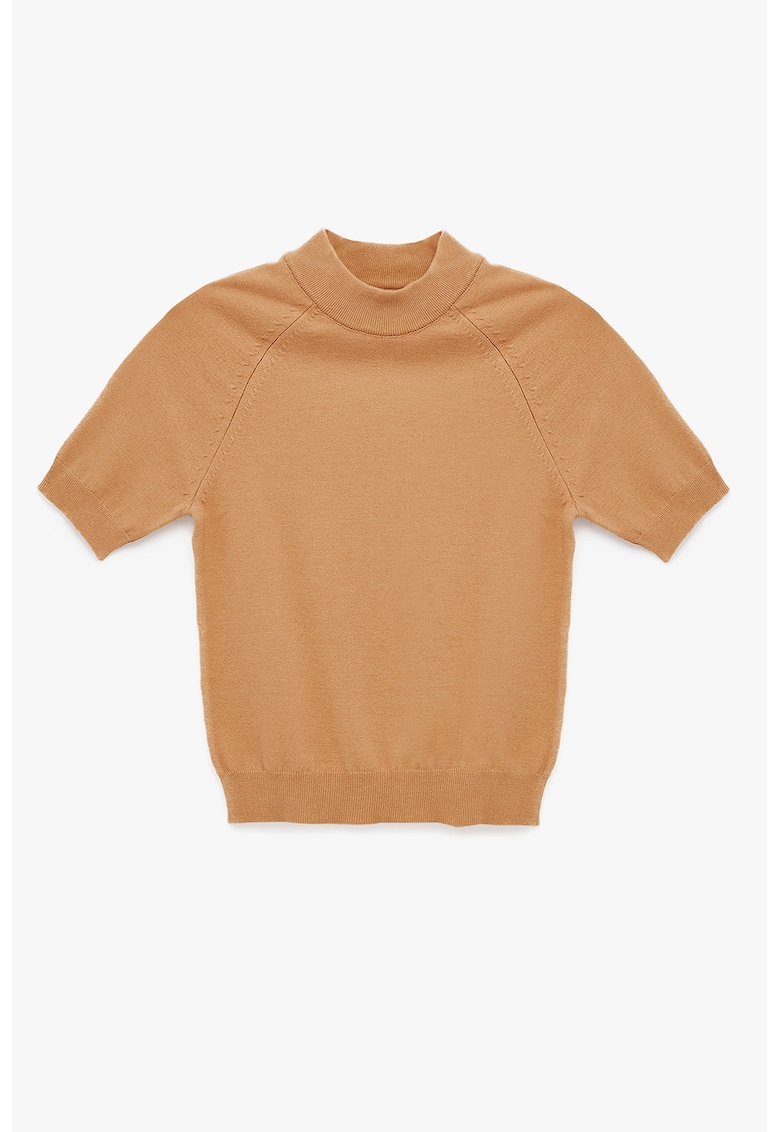 Pulover tricotat cu maneci scurte - Caramel