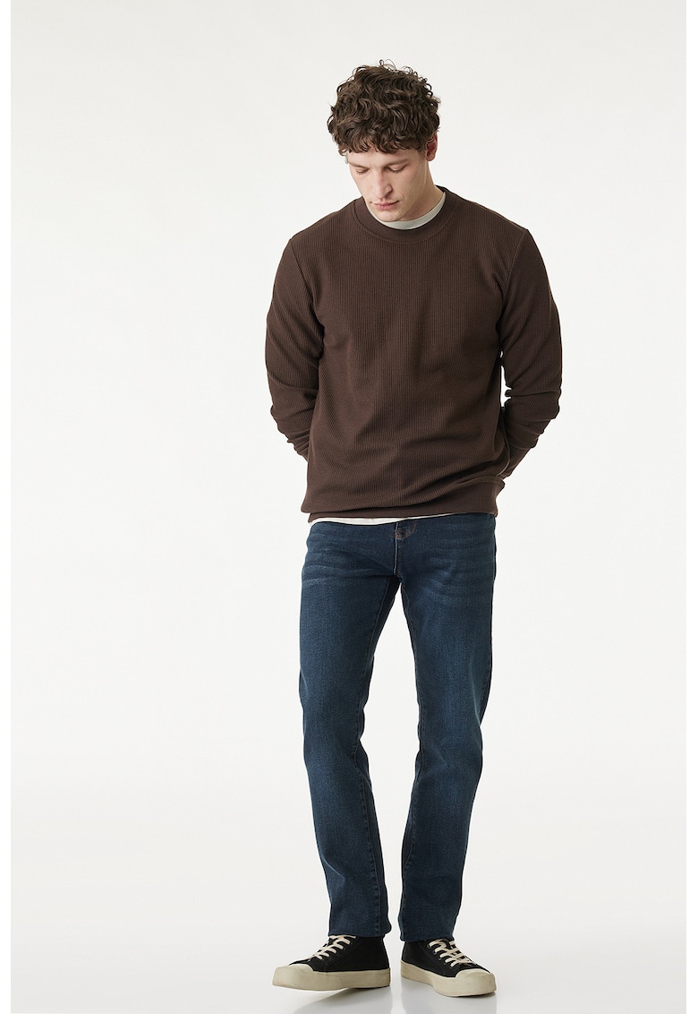 Blugi slim-fit cu aspect decolorat - Bleumarin