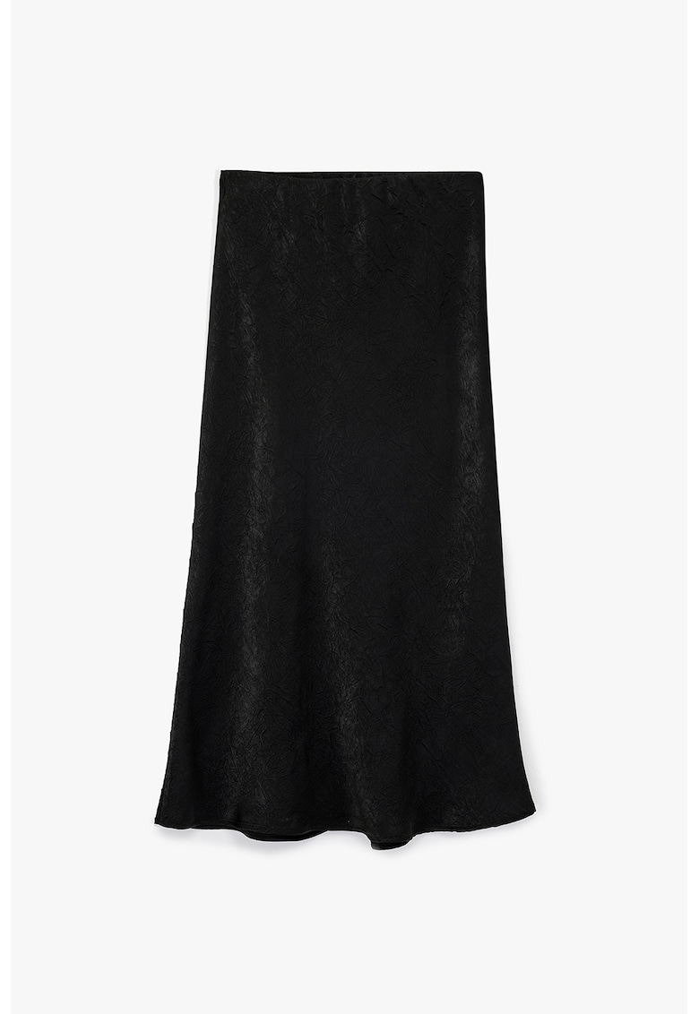 Fusta midi cu aspect de satin - Negru
