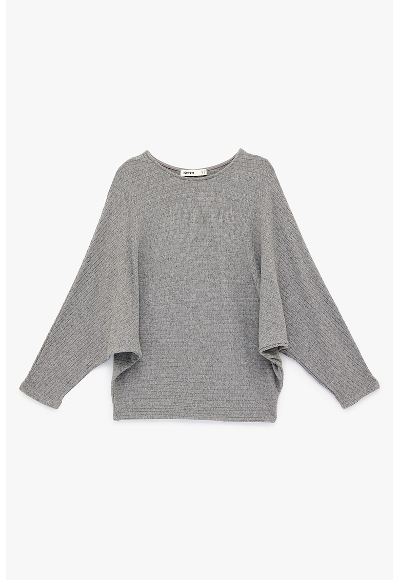 Pulover cu maneci tip liliac - Gri inchis