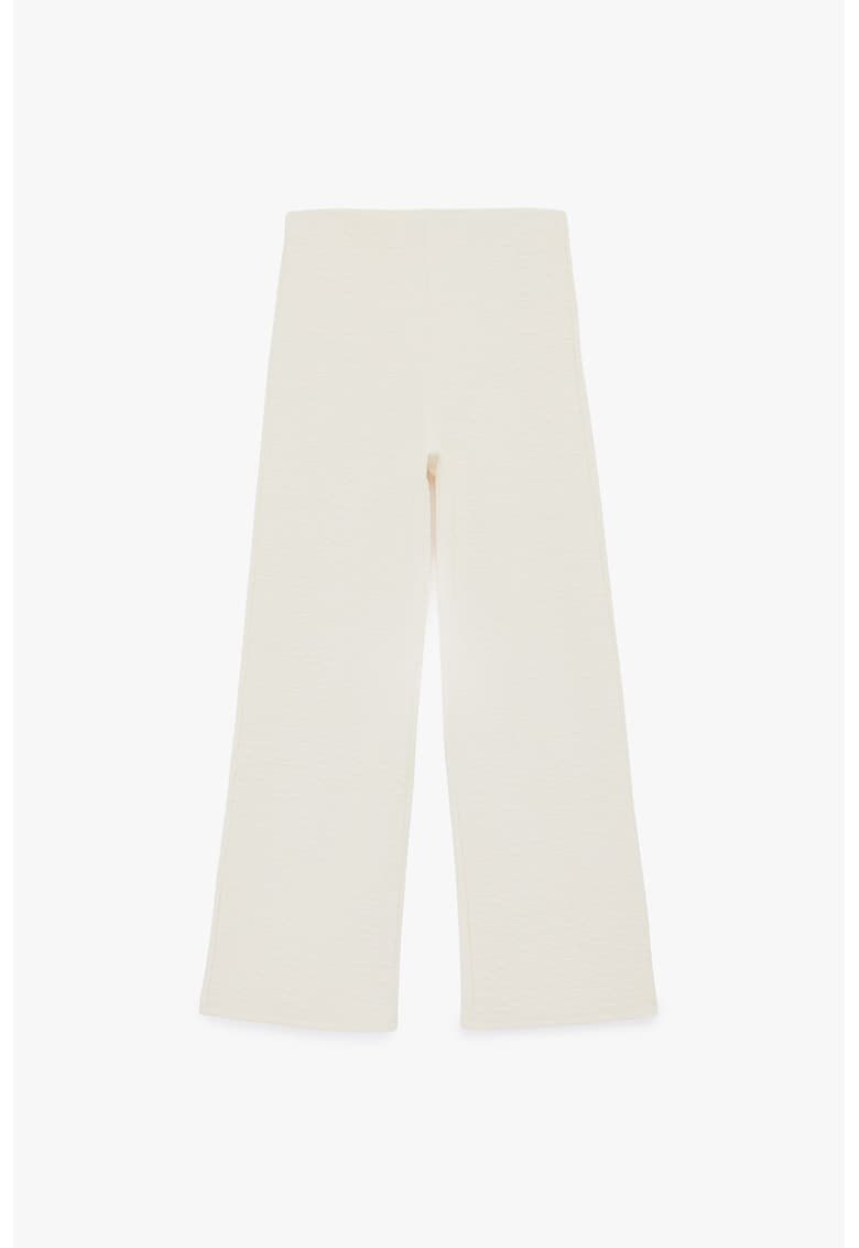 Pantaloni texturati cu croiala ampla - Alb murdar