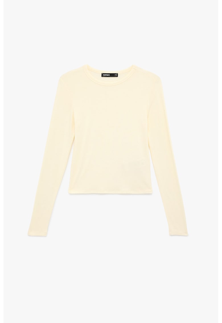 Bluza cu decolteu rotund - Alb fildes