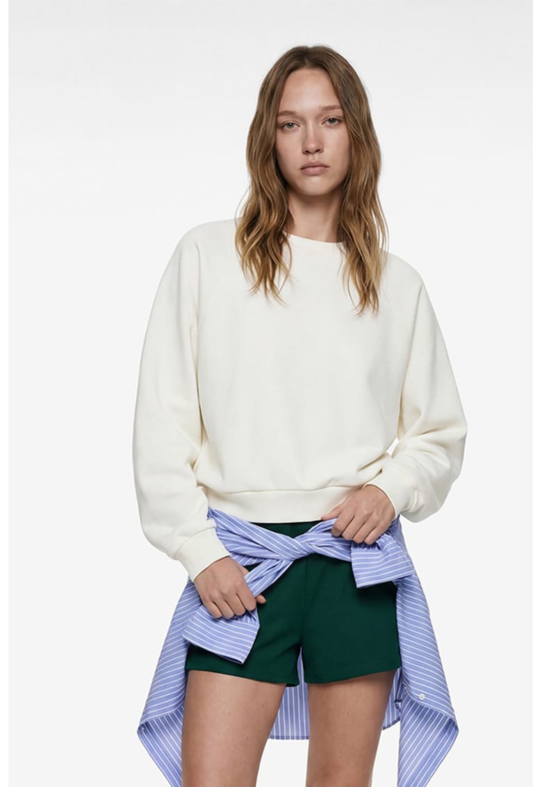 Bluza de trening uni cu decolteu la baza gatului - Alb murdar