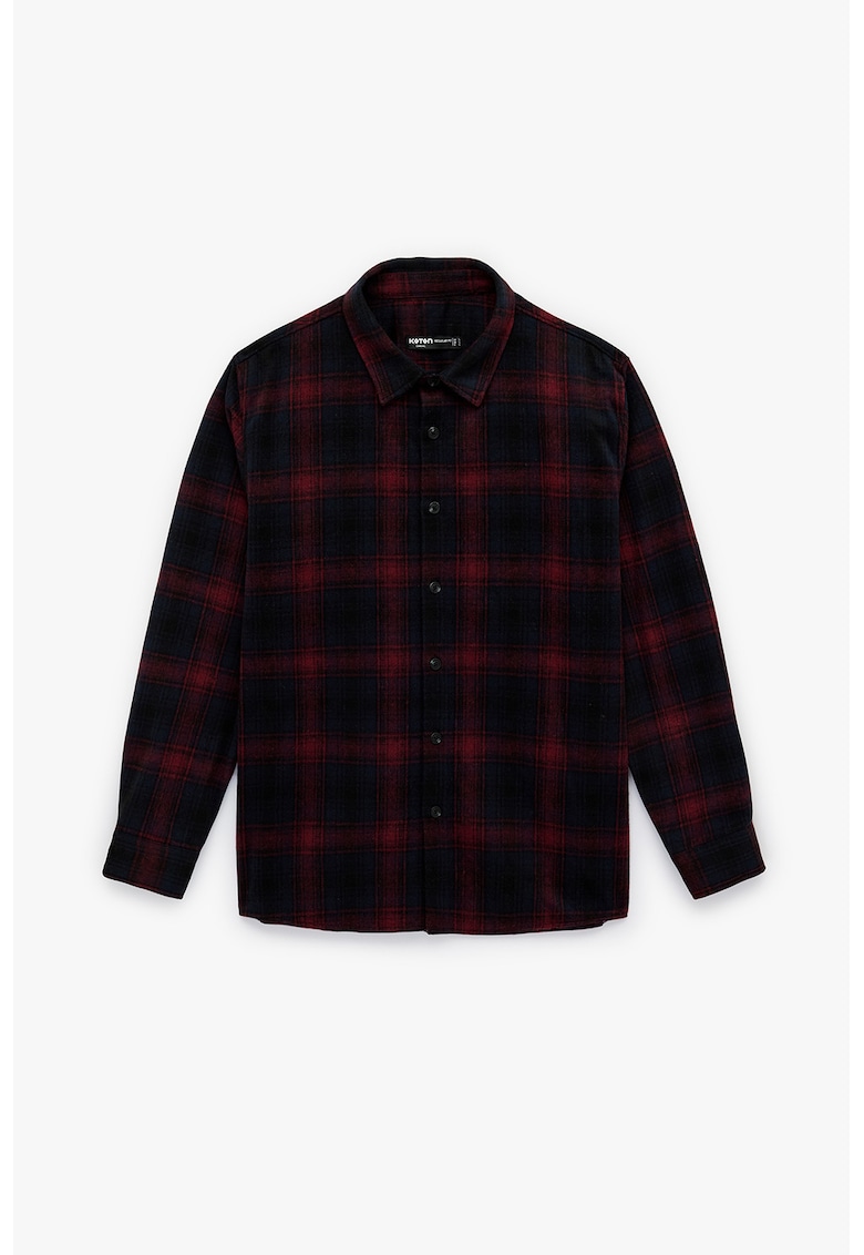 Camasa regular fit din amestec de bumbac in carouri - Rosu/Negru