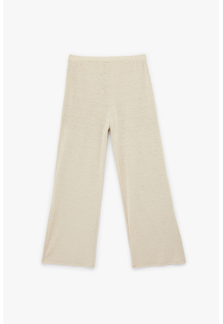 Pantaloni cu croiala ampla si talie elastica - Bej deschis