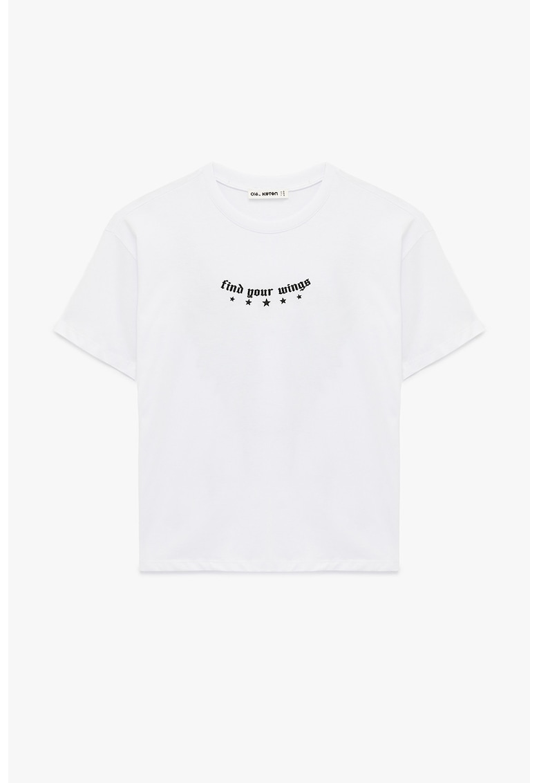 Tricou regular fit cu imprimeu text - Negru/Alb optic