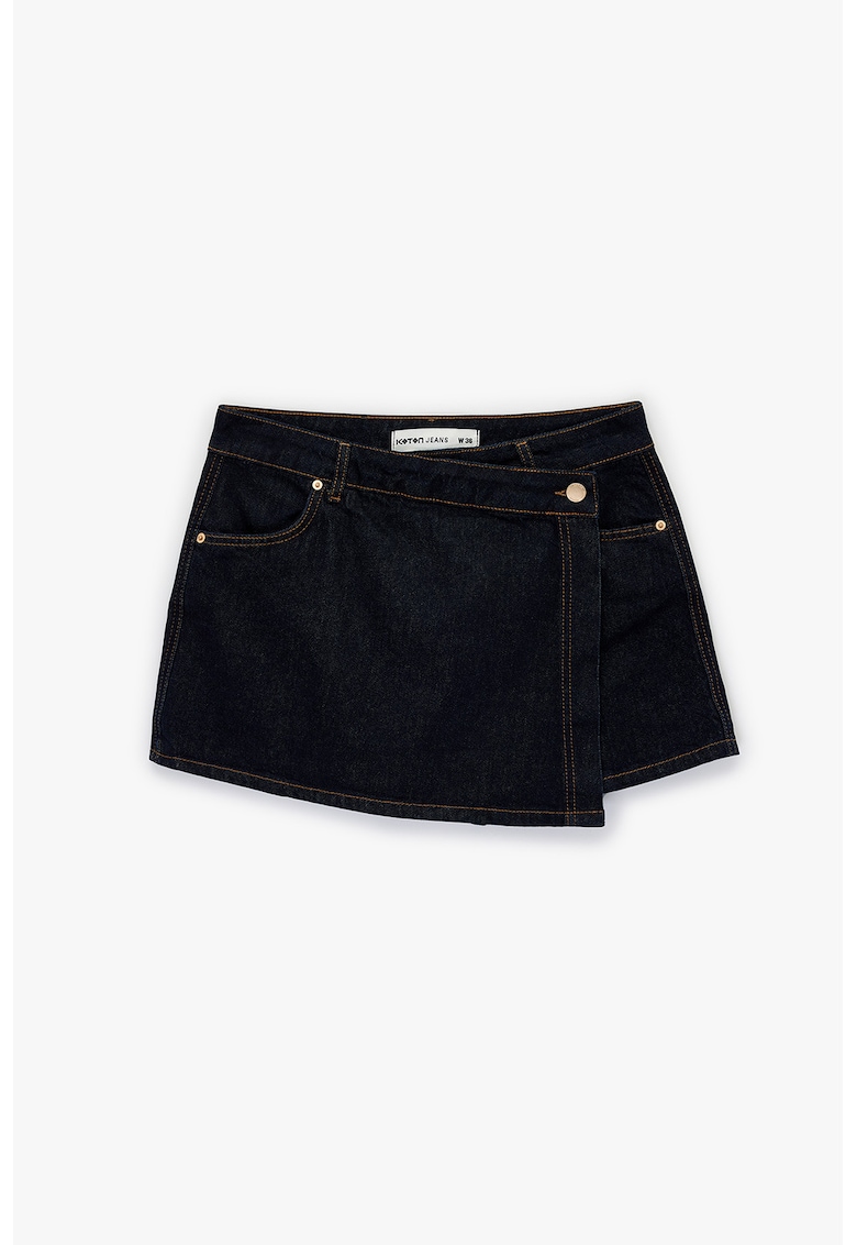 Fusta-pantaloni mini din denim - Albastru inchis