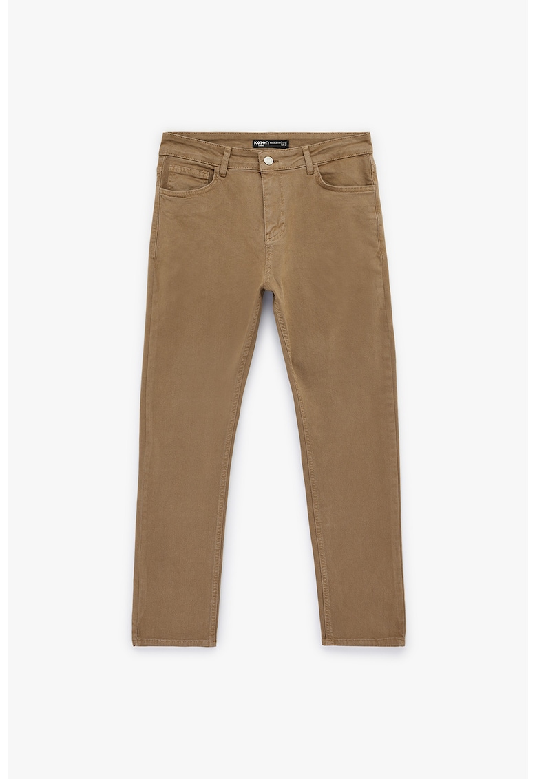 Pantaloni slim fit cu talie medie - Caramel