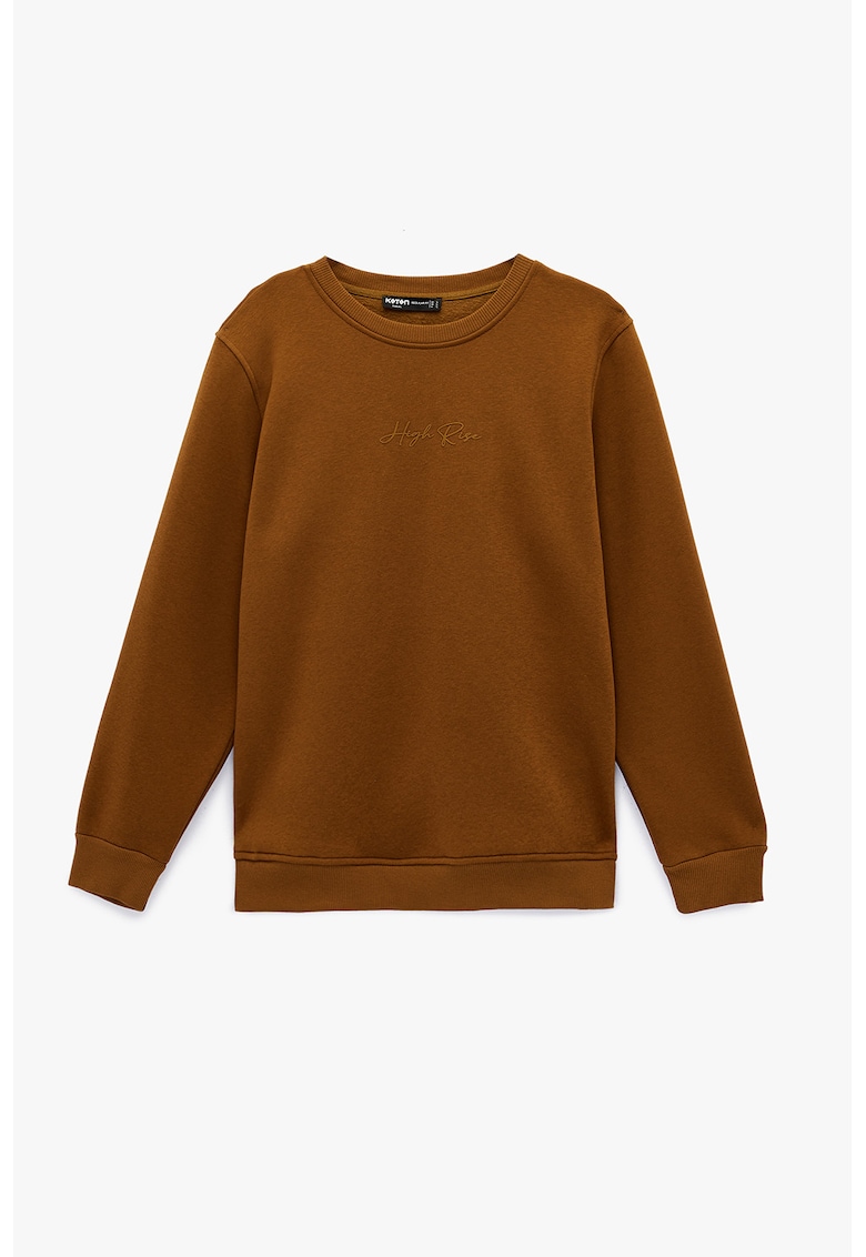 Bluza regular fit de trening cu decolteu la baza gatului - Caramel