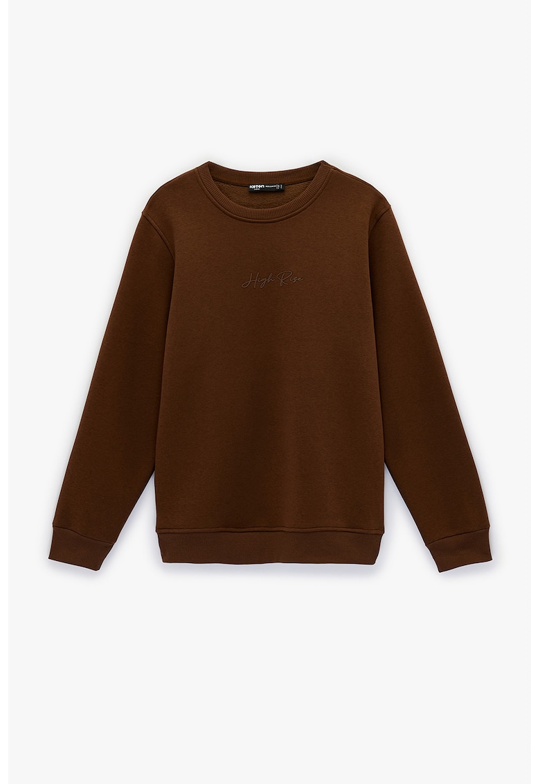 Bluza regular fit de trening cu decolteu la baza gatului - Maro inchis