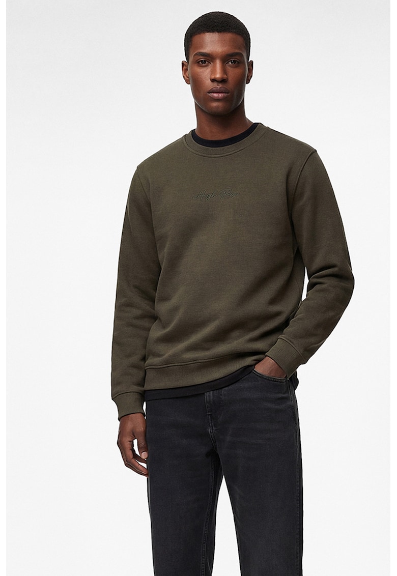 Bluza regular fit de trening cu decolteu la baza gatului - Kaki