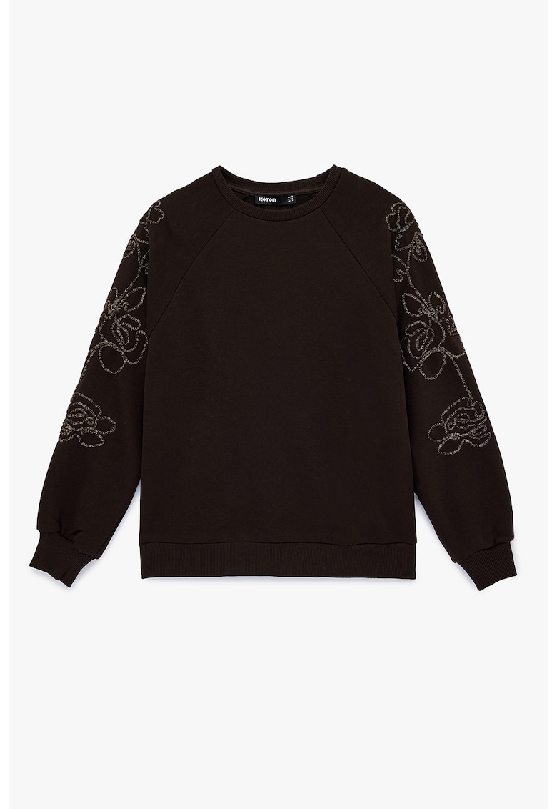 Bluza de trening cu croiala supradimensionata si margele - Maro inchis