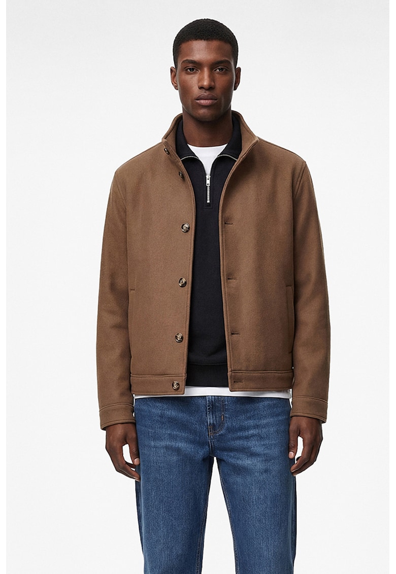 Jacheta cu guler scurt si nasturi - Caramel