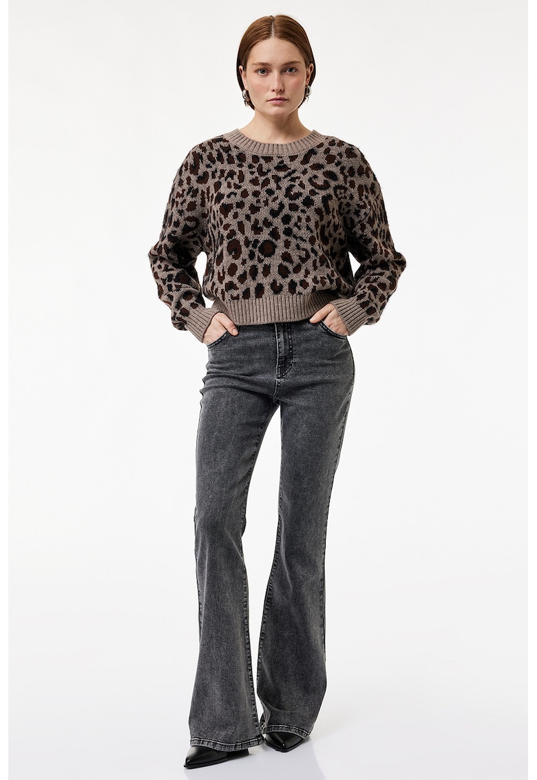 Blugi bootcut cu talie inalta Victoria - Gri inchis