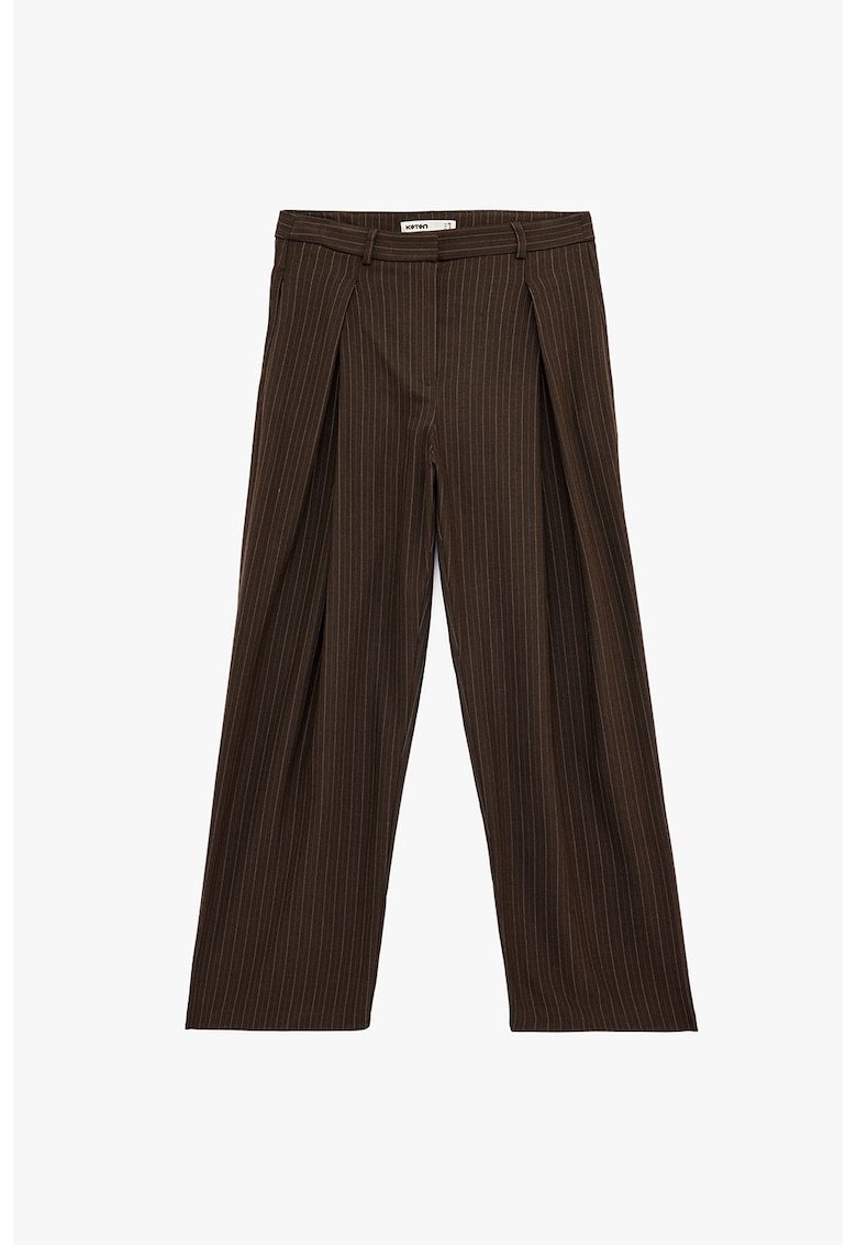 Pantaloni cu croiala ampla si model - Maro inchis