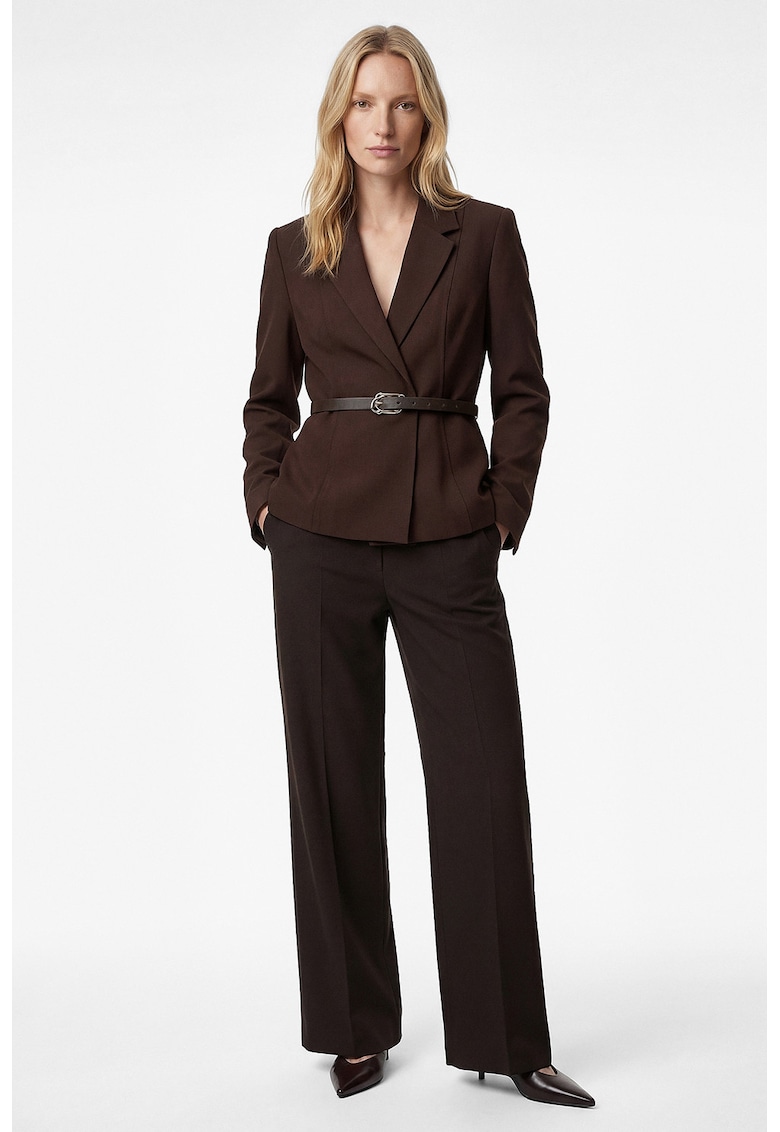 Sacou uni cu curea - Maro inchis