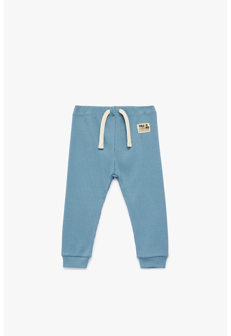 Pantalomi de trening din amestec de bumbac cu snur - Albastru pastel