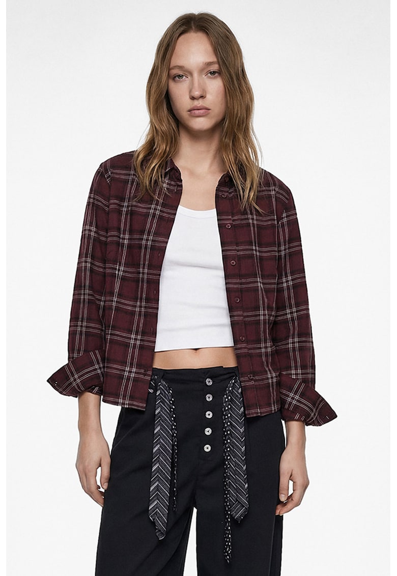 Camasa regular-fit cu model in carouri - Visiniu