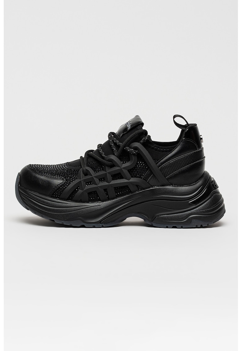 Pantofi sport Senta Glam din piele ecologica cu strasuri - Negru - Buffalo - imagine 1