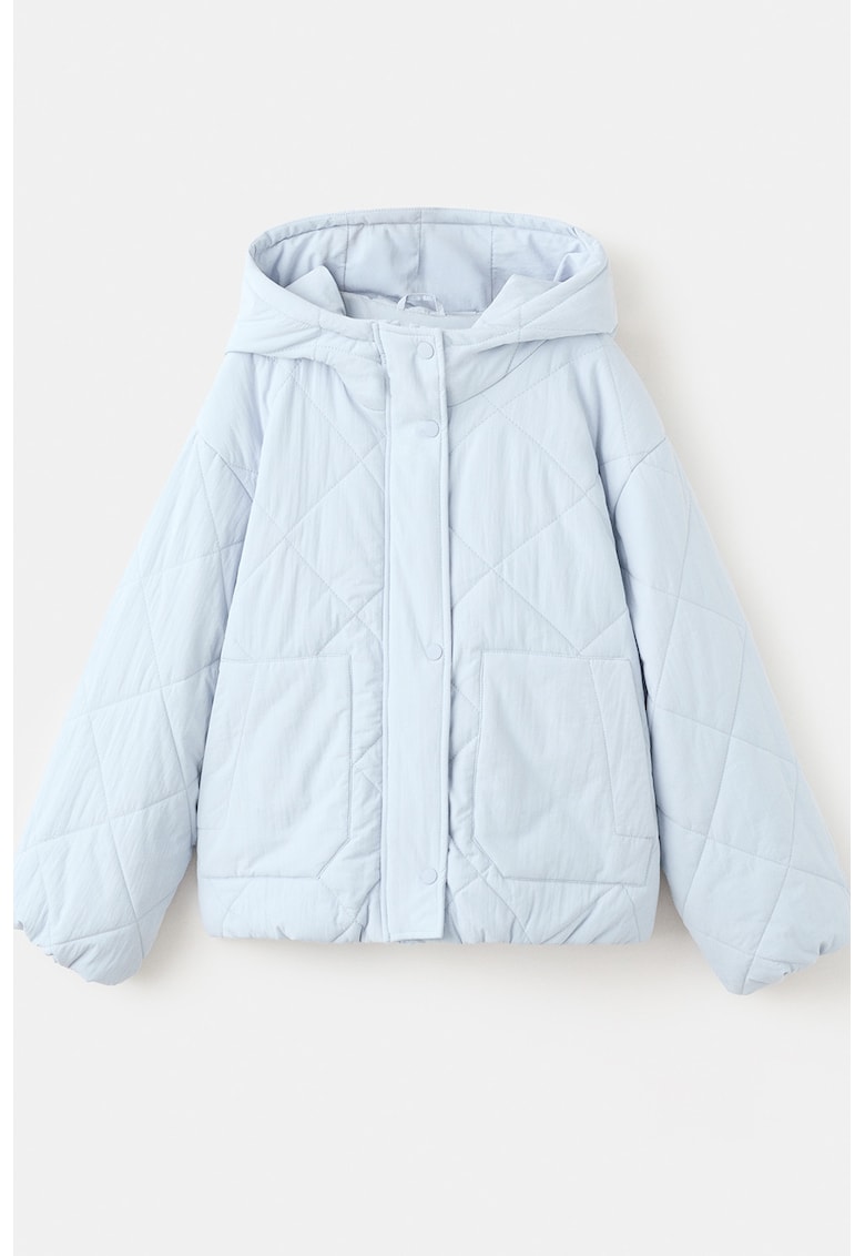 Geaca matlasata cu gluga - Albastru azur