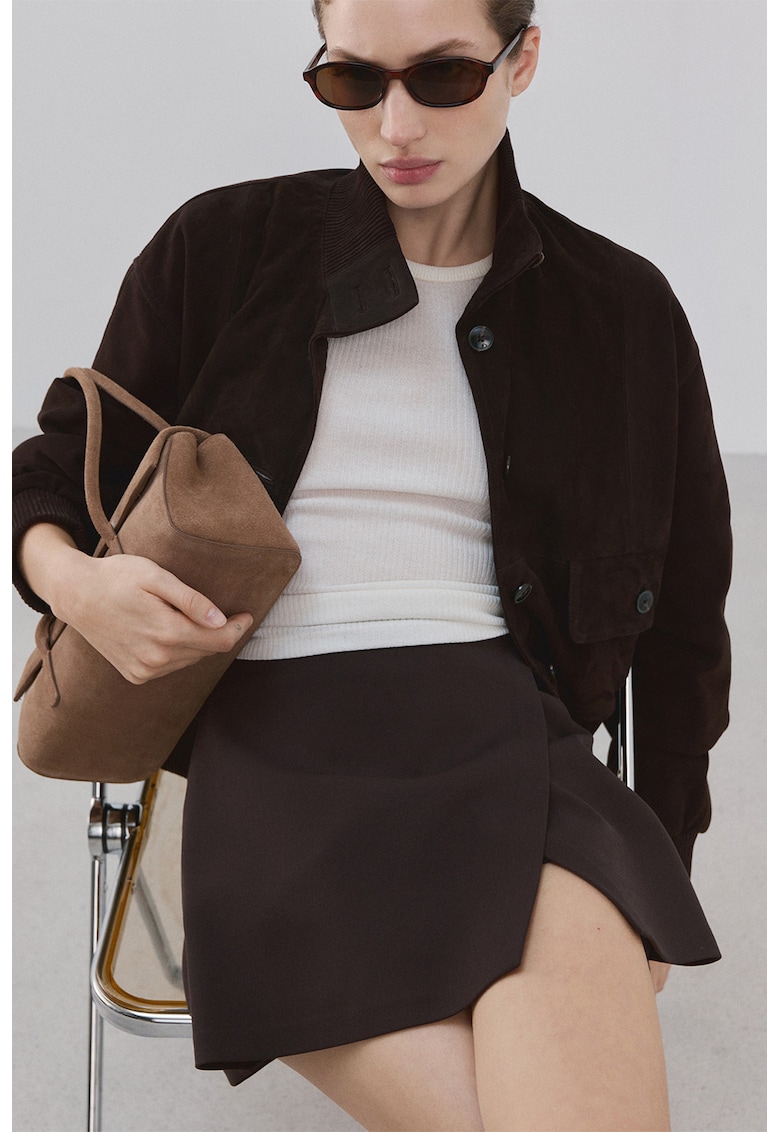 Fusta-pantalon cu model uni - Maro inchis