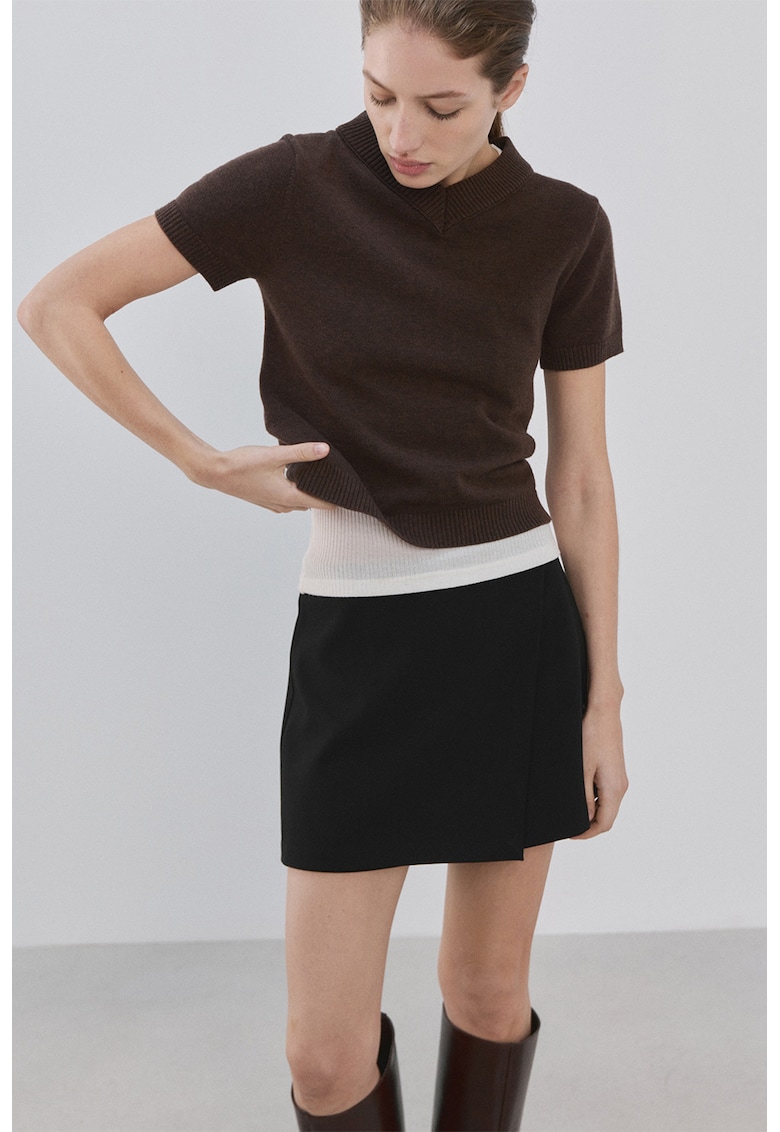 Fusta-pantalon cu model uni - Negru