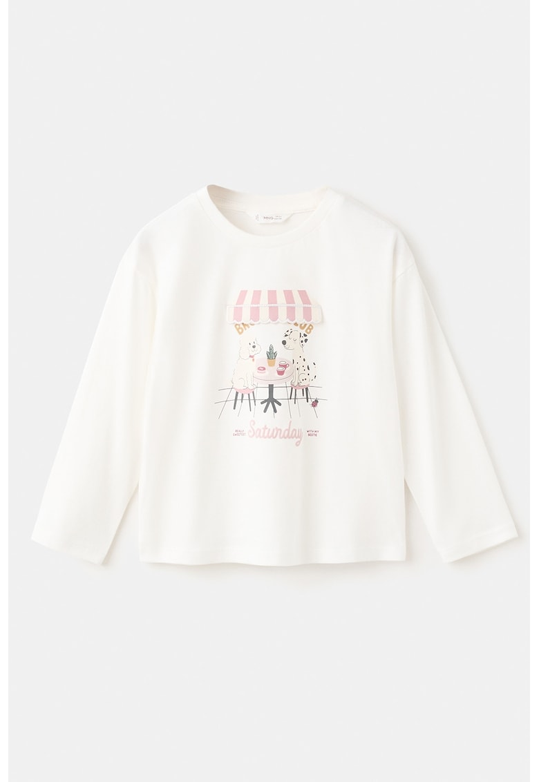 Bluza cu imprimeu grafic - Alb murdar/Roz