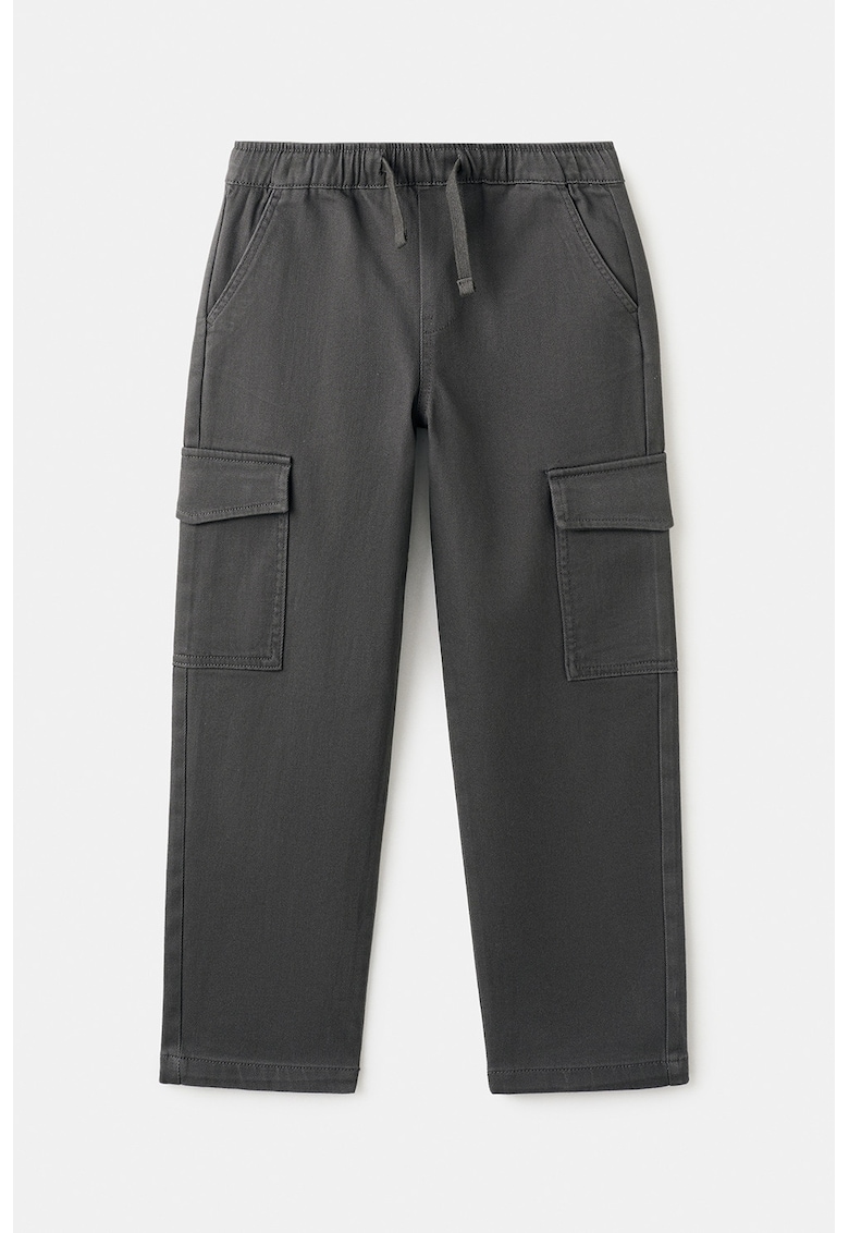 Pantaloni cargo cu talie ajustabila - Gri carbune