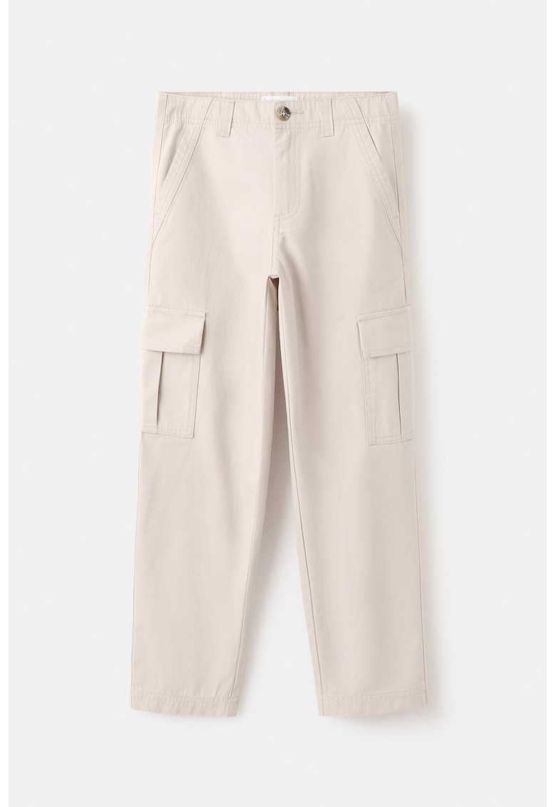 Pantaloni cargo din bumbac - Alb fildes