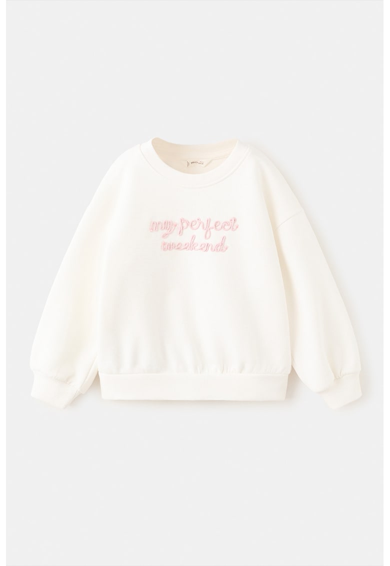 Bluza de trening din bumbac - Alb fildes/Roz pastel
