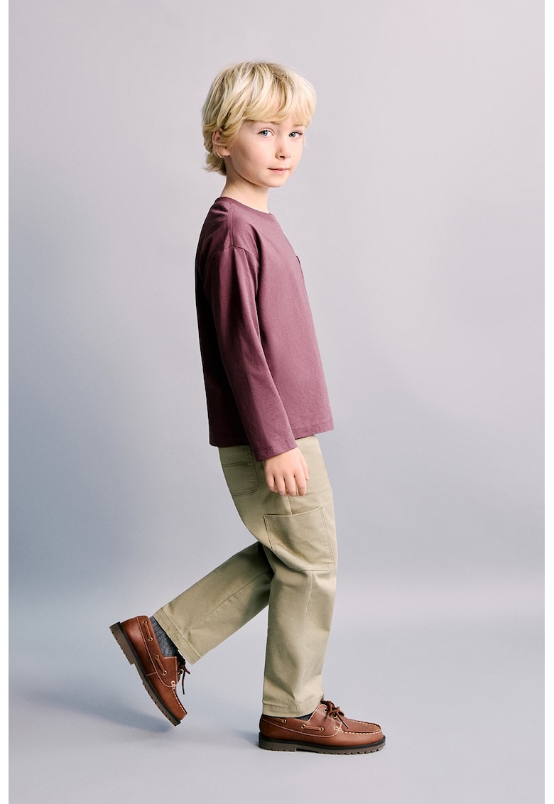 Pantaloni cu croiala dreapta si buzunare multiple - Kaki